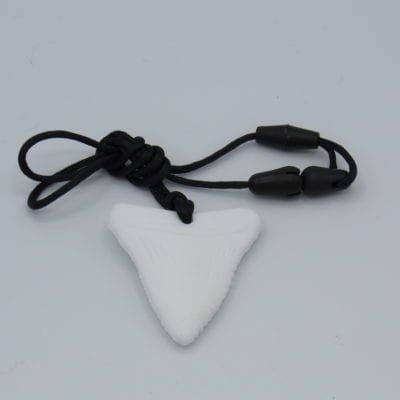 LFGB Grade Chew-able Shark Tooth Necklace for Autism, Teething, ADHD , Biting (White)