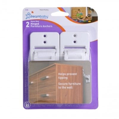 Hinged Furniture Anchors, 2 Pack, White