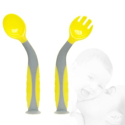 Kids eating utensils soft tip infant spoons baby spoon fork children tableware set